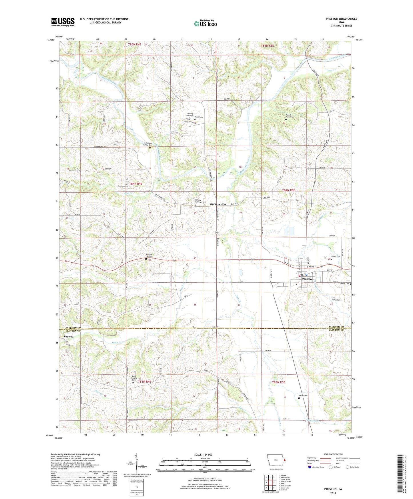 Preston Iowa US Topo Map Image