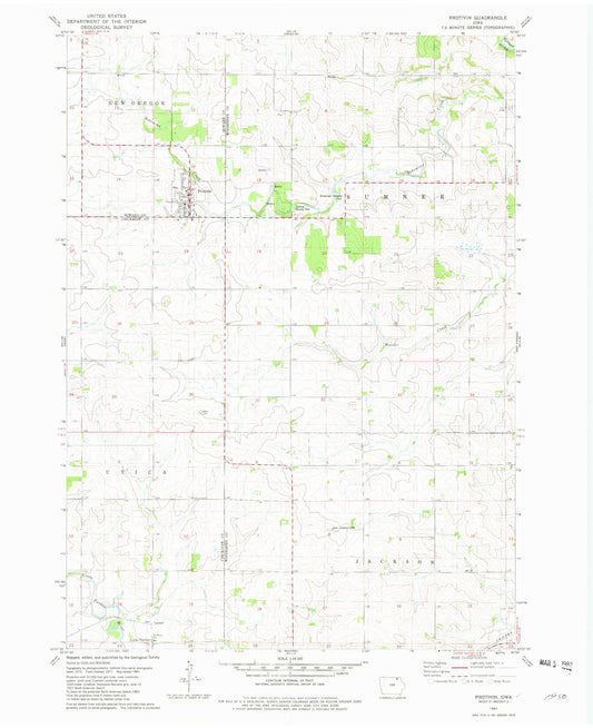 Classic USGS Protivin Iowa 7.5'x7.5' Topo Map Image