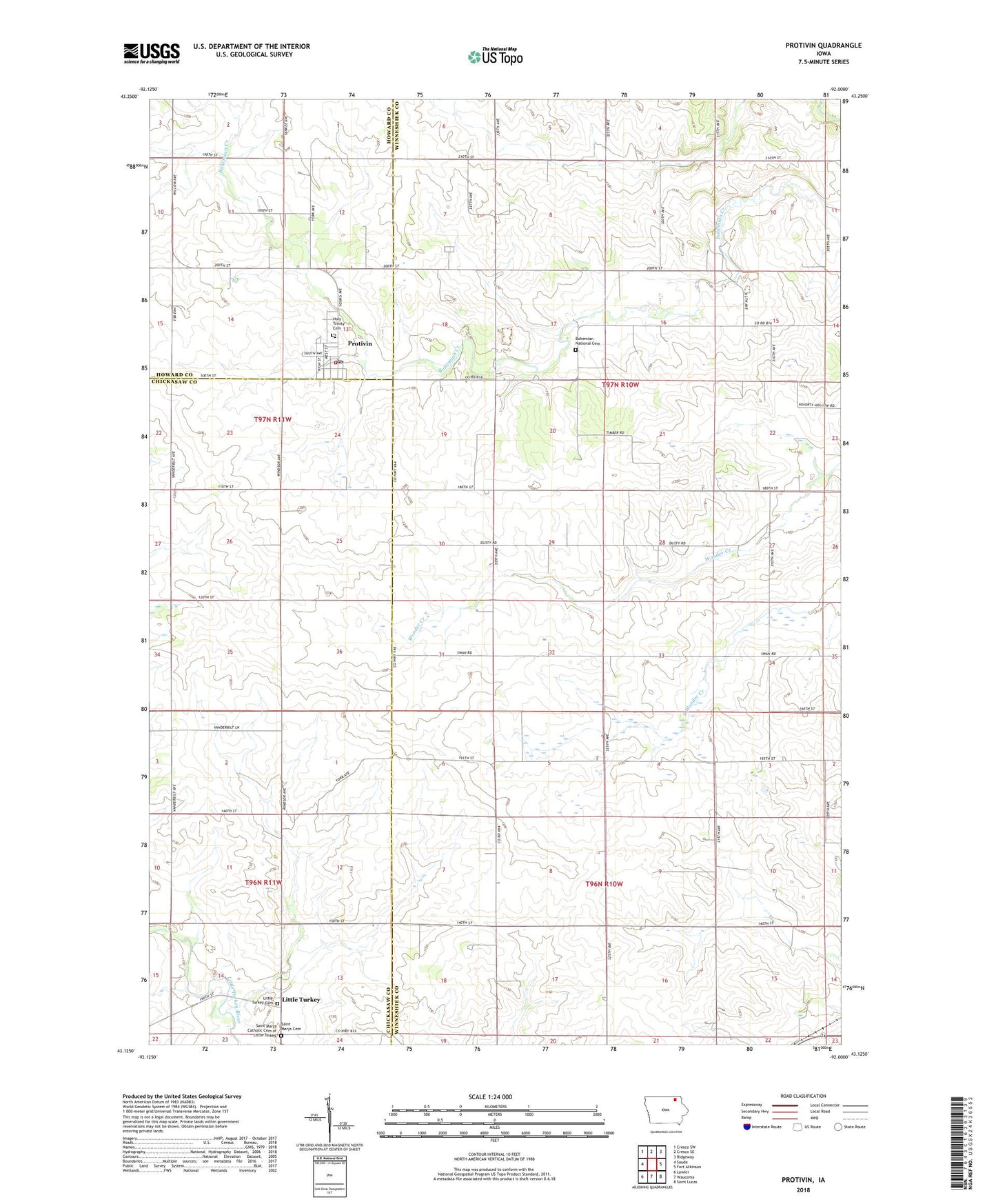 Protivin Iowa US Topo Map Image