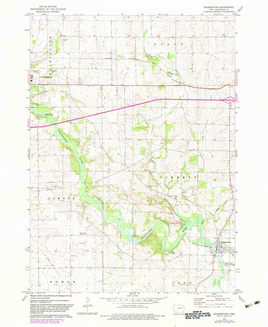 Classic USGS Quasqueton Iowa 7.5'x7.5' Topo Map Image
