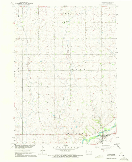 Classic USGS Quimby Iowa 7.5'x7.5' Topo Map Image