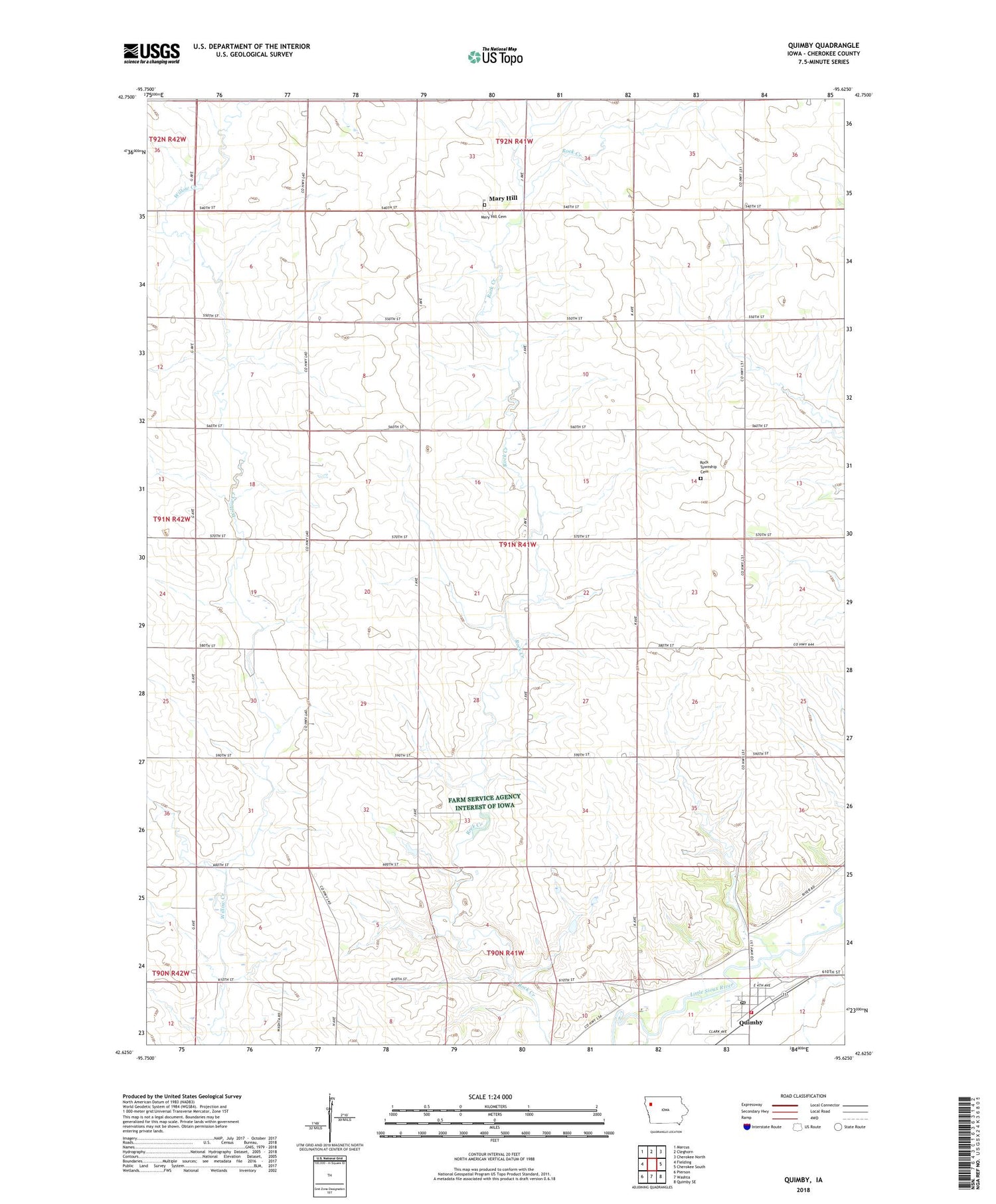 Quimby Iowa US Topo Map Image