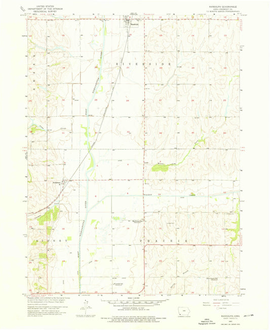 Classic USGS Randolph Iowa 7.5'x7.5' Topo Map Image