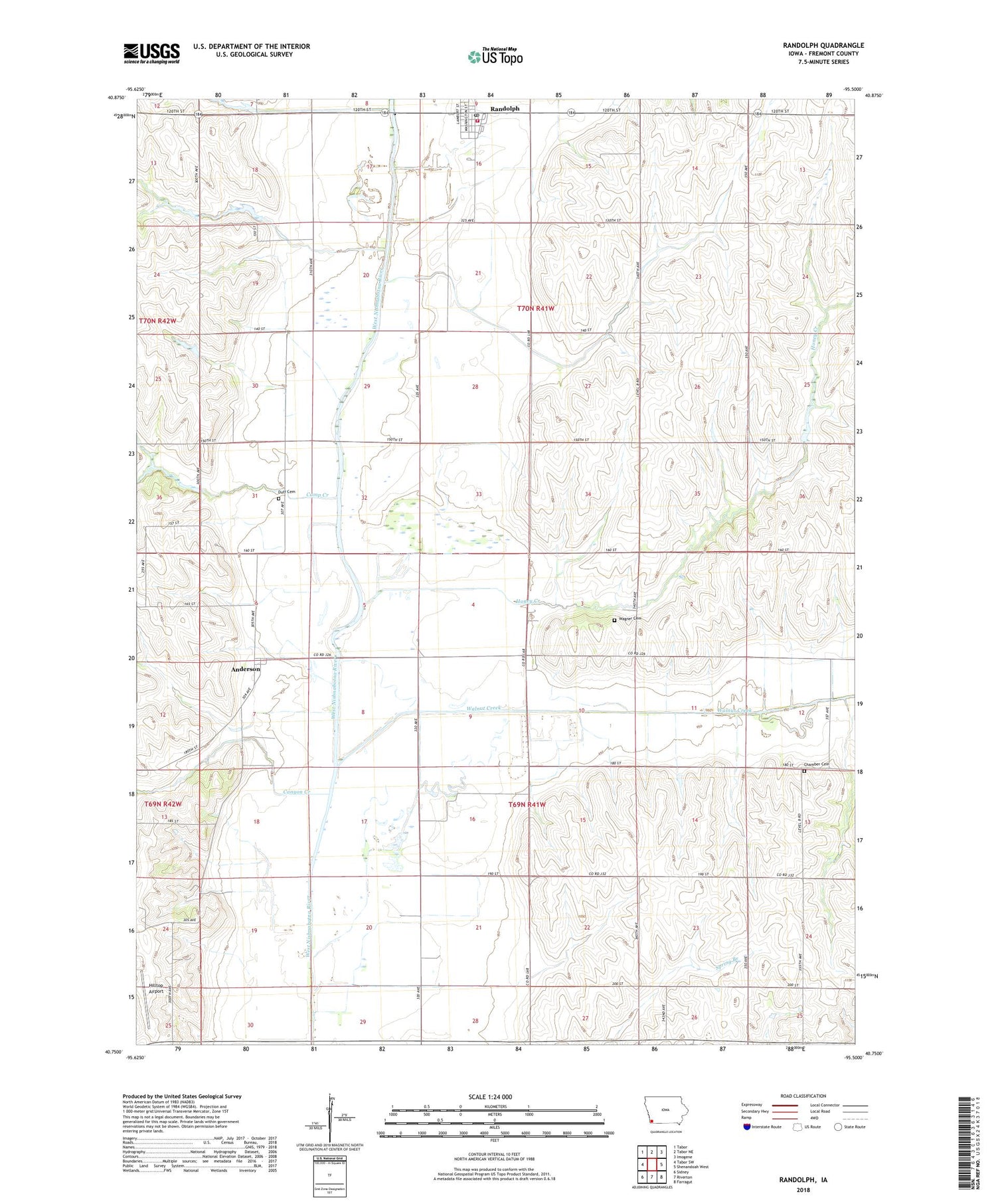 Randolph Iowa US Topo Map Image