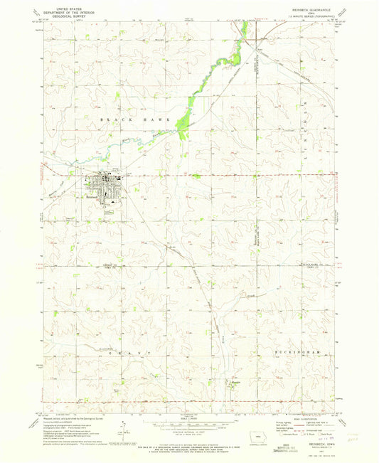 Classic USGS Reinbeck Iowa 7.5'x7.5' Topo Map Image