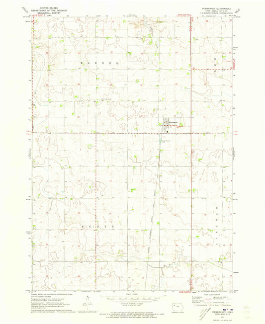 Classic USGS Rembrandt Iowa 7.5'x7.5' Topo Map Image