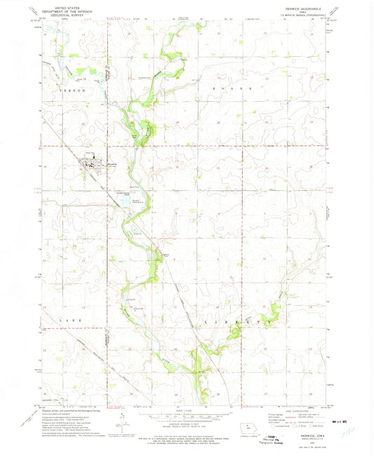 Classic USGS Renwick Iowa 7.5'x7.5' Topo Map Image