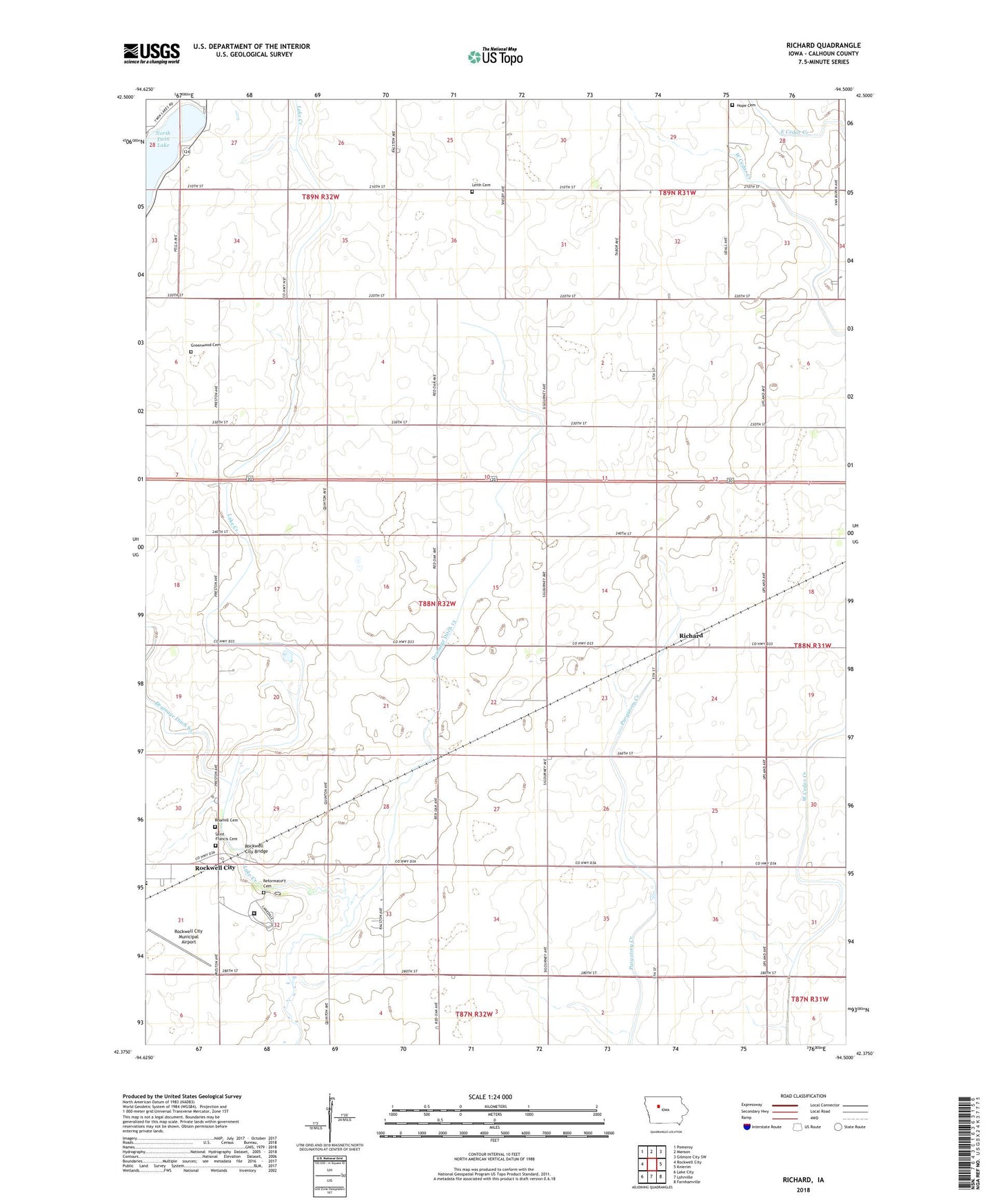 Richard Iowa US Topo Map Image