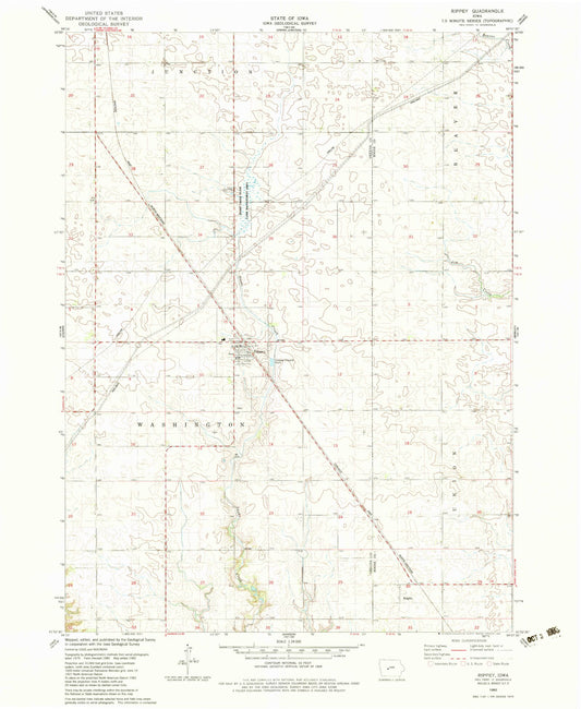 Classic USGS Rippey Iowa 7.5'x7.5' Topo Map Image