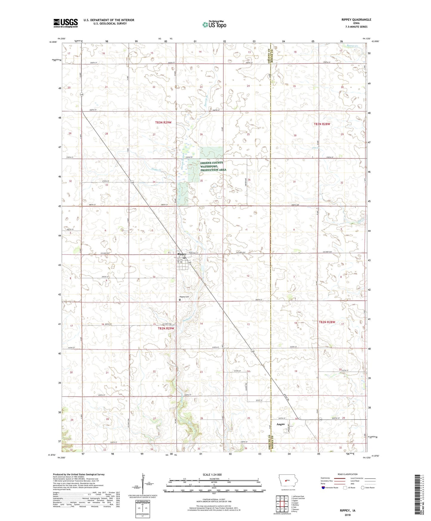 Rippey Iowa US Topo Map Image
