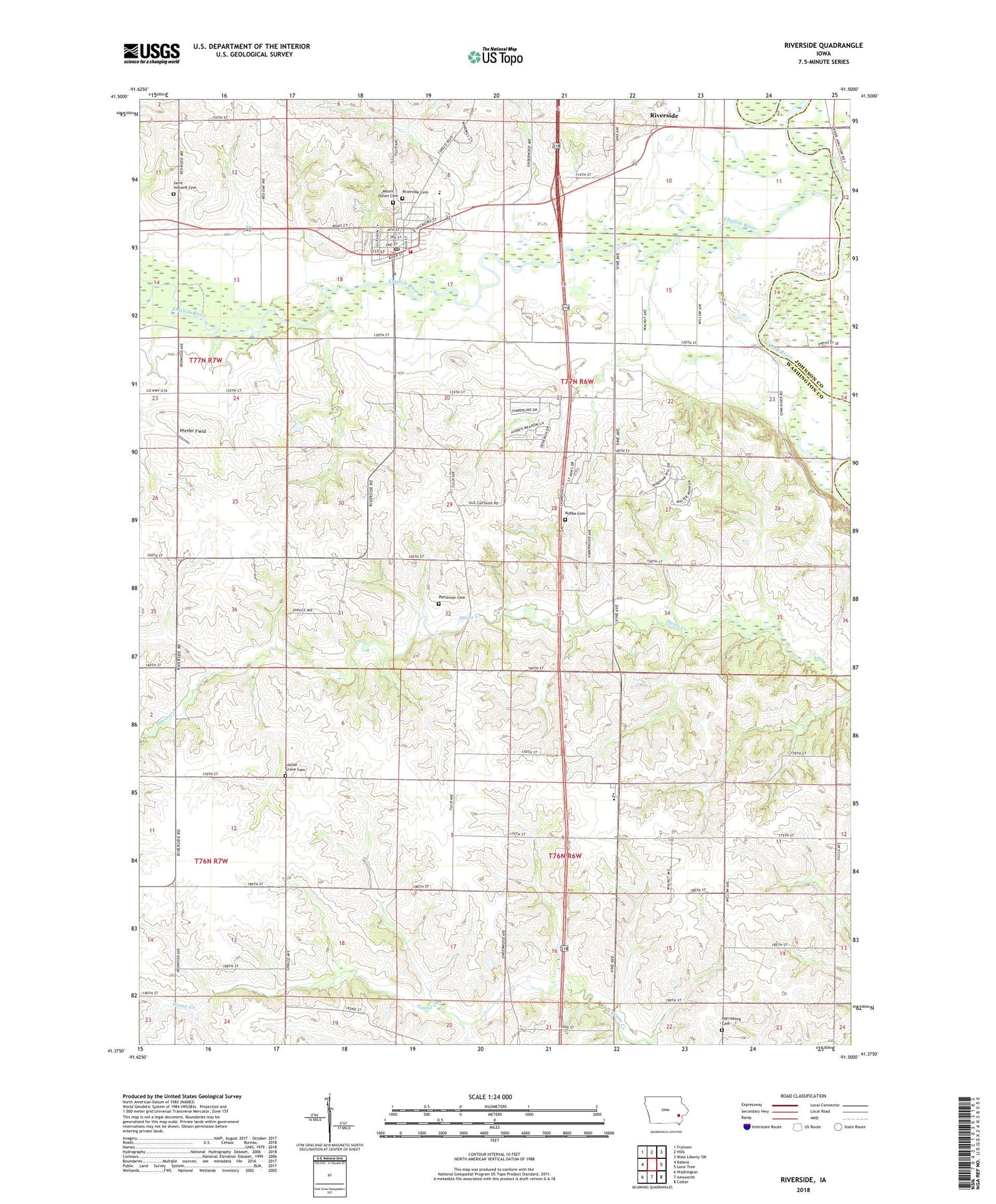 Riverside Iowa US Topo Map Image