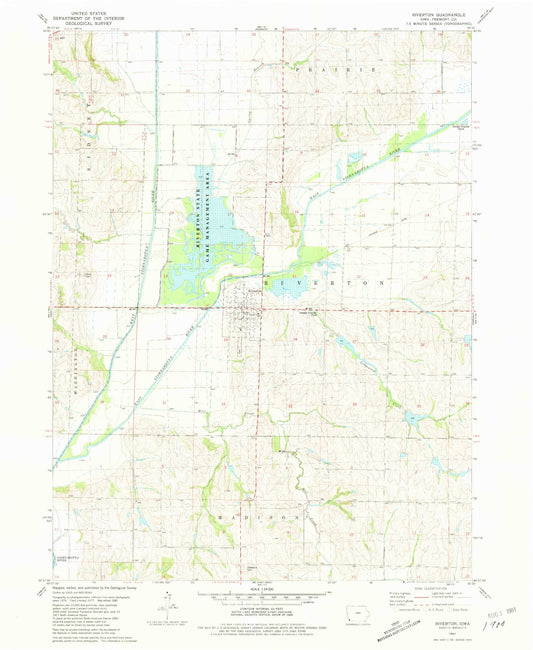 Classic USGS Riverton Iowa 7.5'x7.5' Topo Map Image