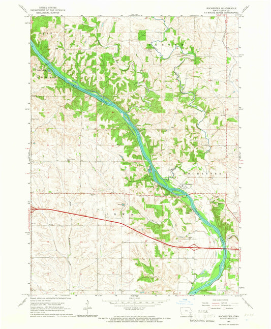 Classic USGS Rochester Iowa 7.5'x7.5' Topo Map Image