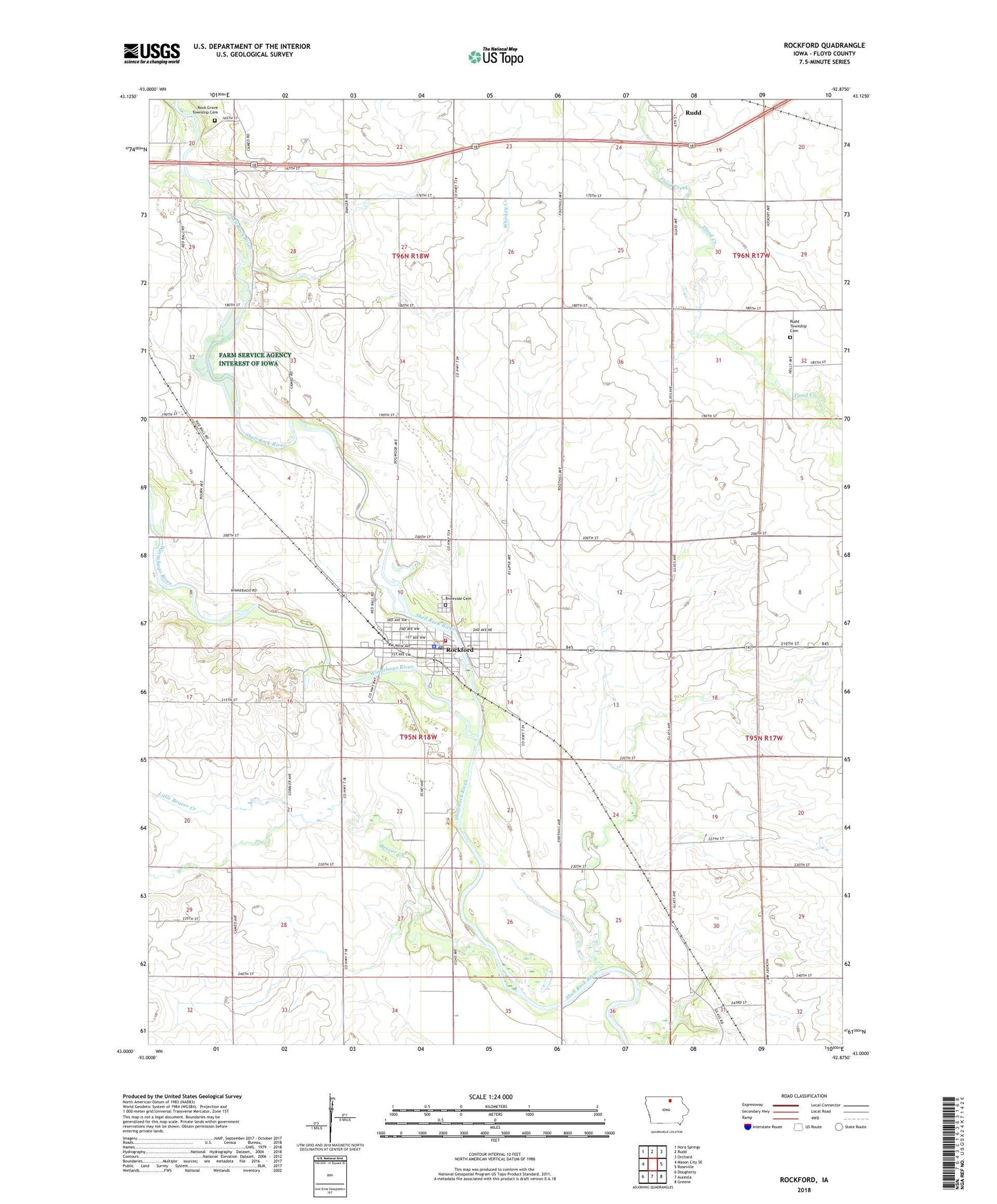 Rockford Iowa US Topo Map Image