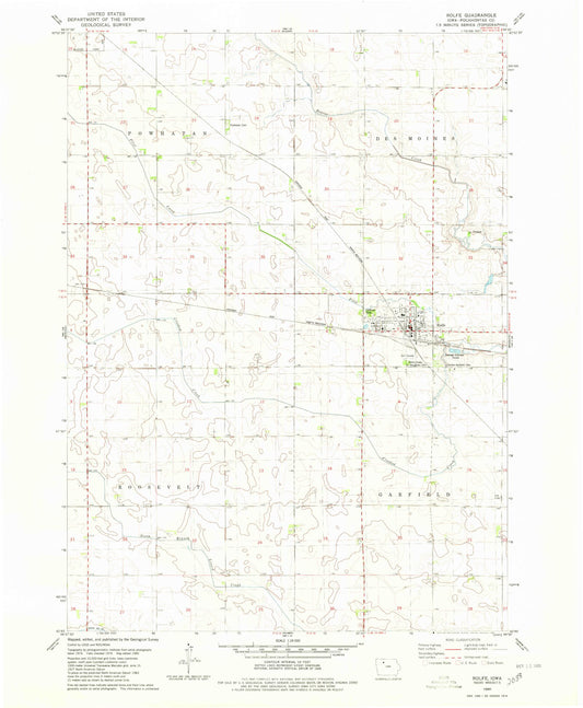 Classic USGS Rolfe Iowa 7.5'x7.5' Topo Map Image