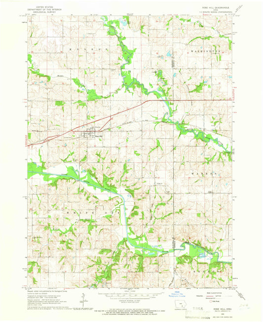 Classic USGS Rose Hill Iowa 7.5'x7.5' Topo Map Image
