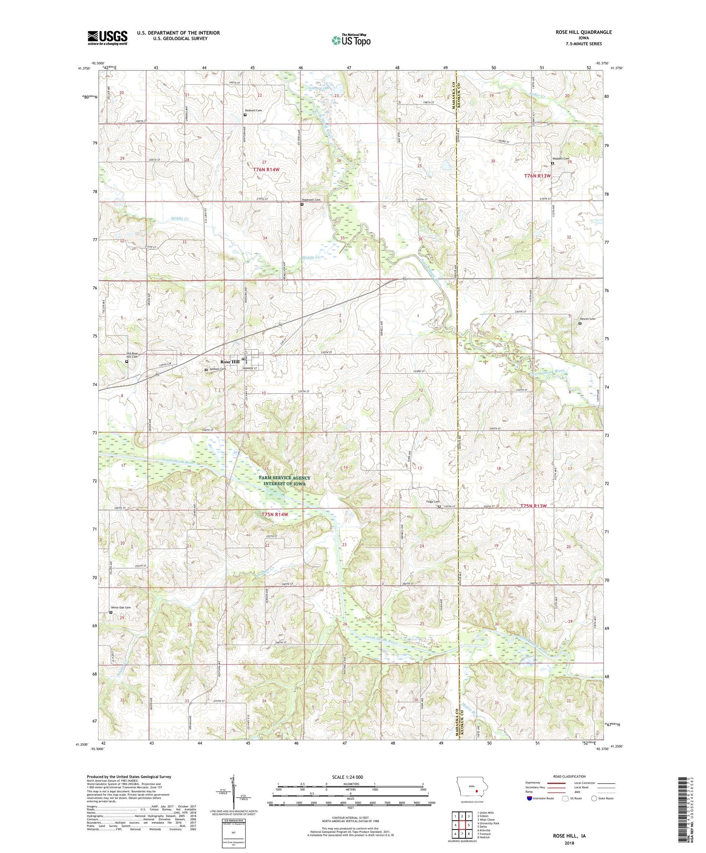 Rose Hill Iowa US Topo Map Image