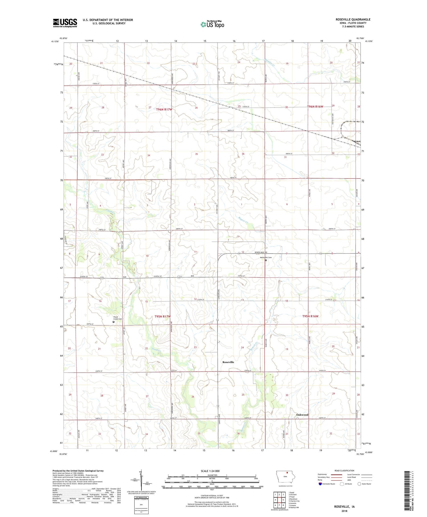 Roseville Iowa US Topo Map Image