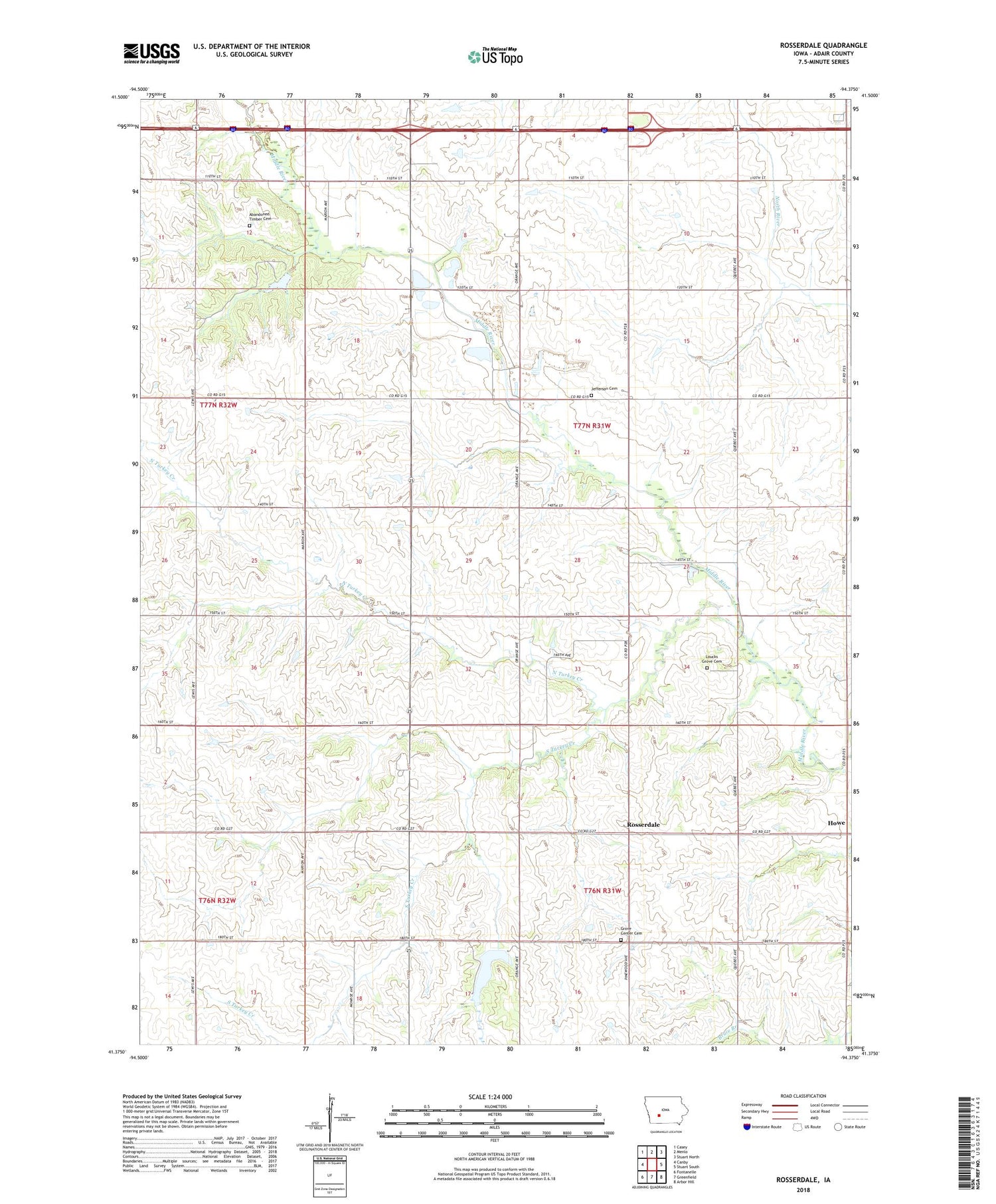 Rosserdale Iowa US Topo Map Image