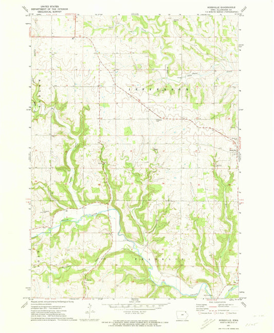 Classic USGS Rossville Iowa 7.5'x7.5' Topo Map Image