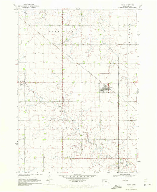 Classic USGS Royal Iowa 7.5'x7.5' Topo Map Image