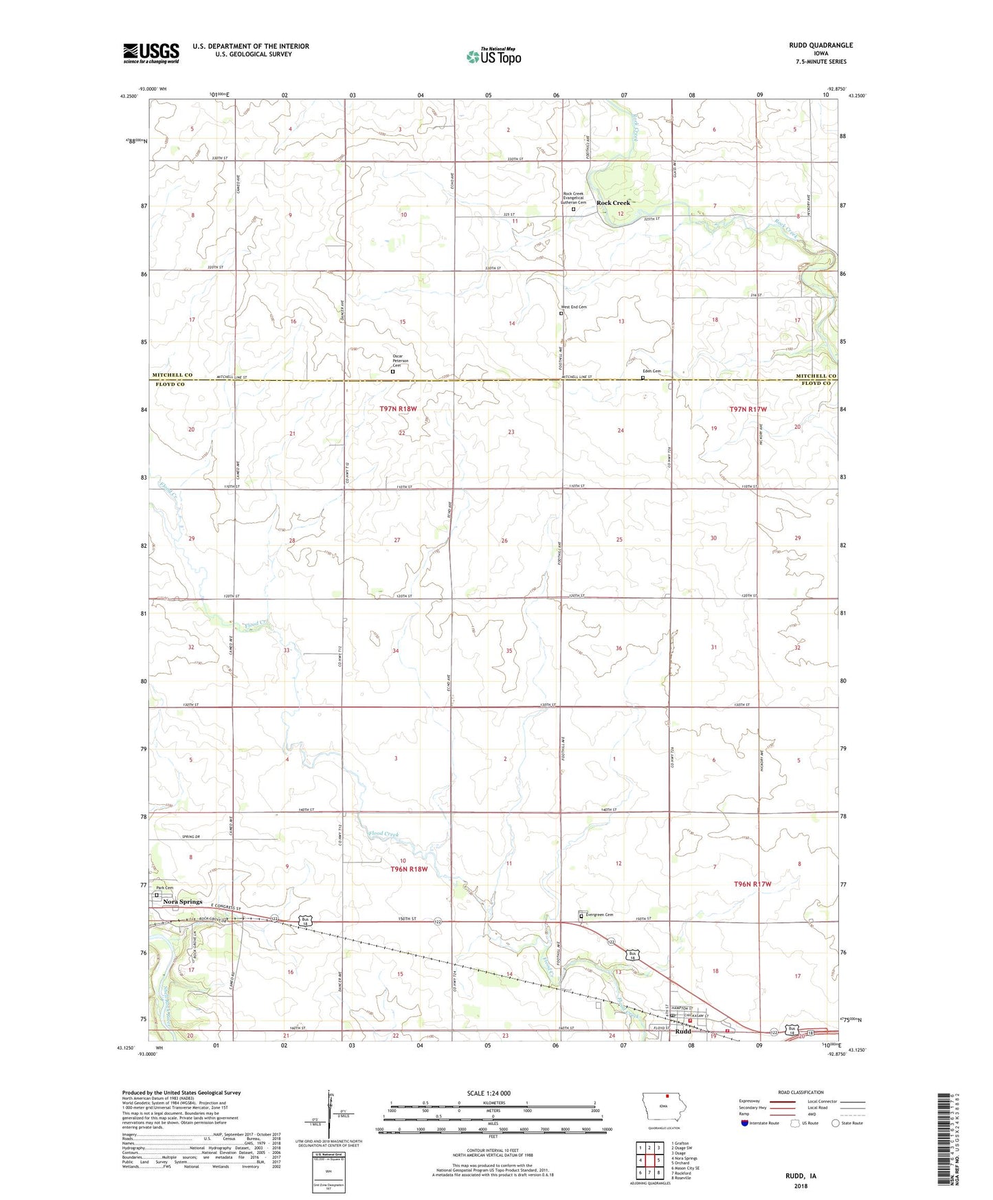 Rudd Iowa US Topo Map Image