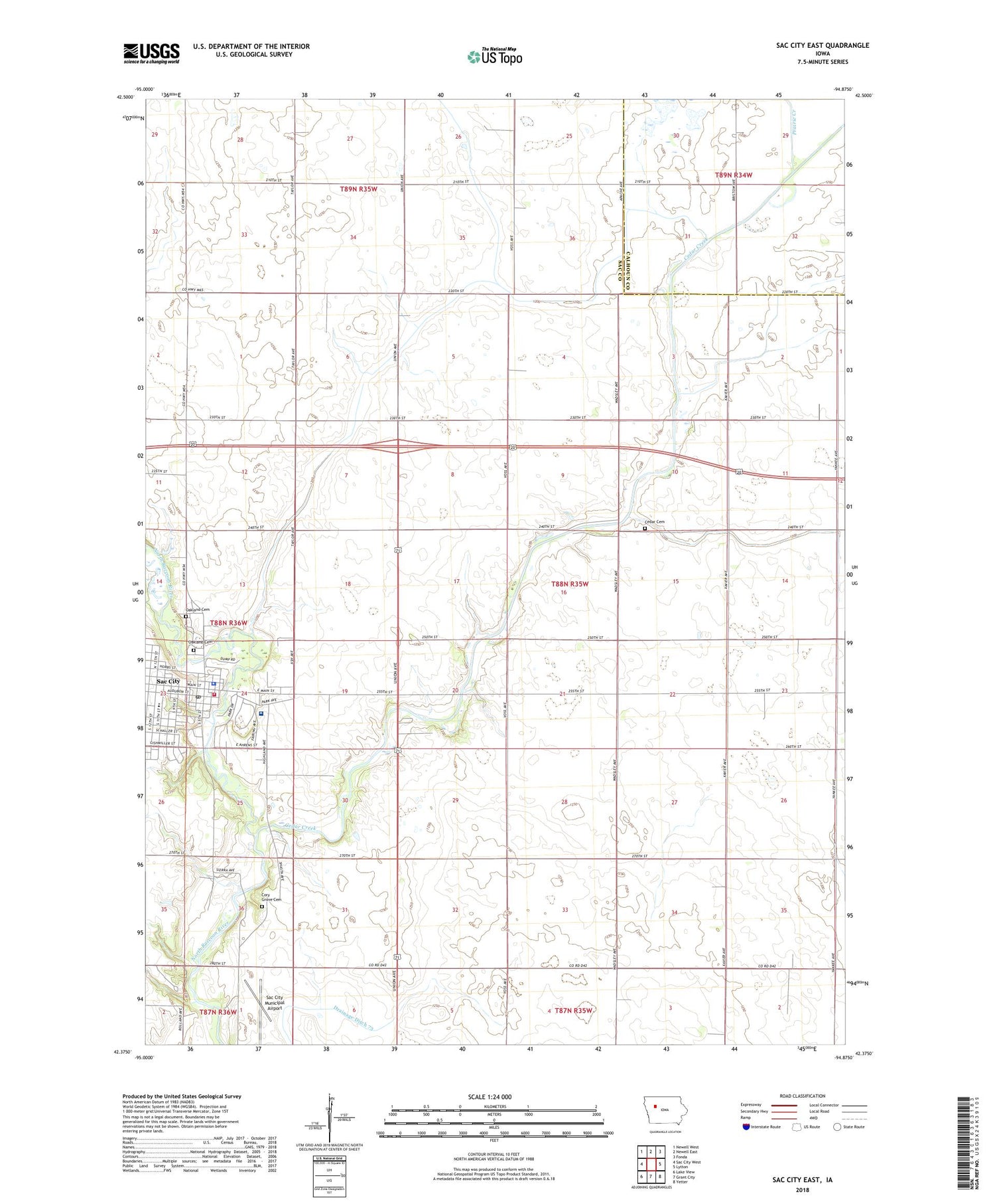 Sac City East Iowa US Topo Map Image