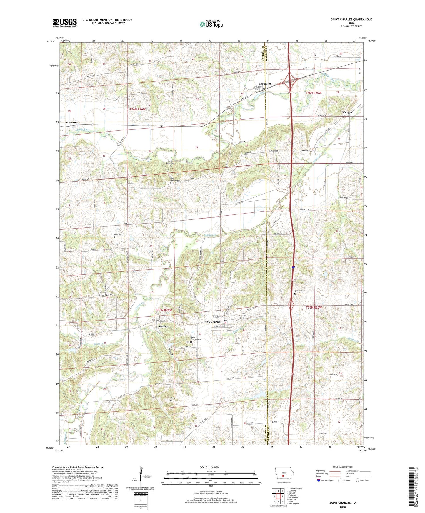 Saint Charles Iowa US Topo Map Image
