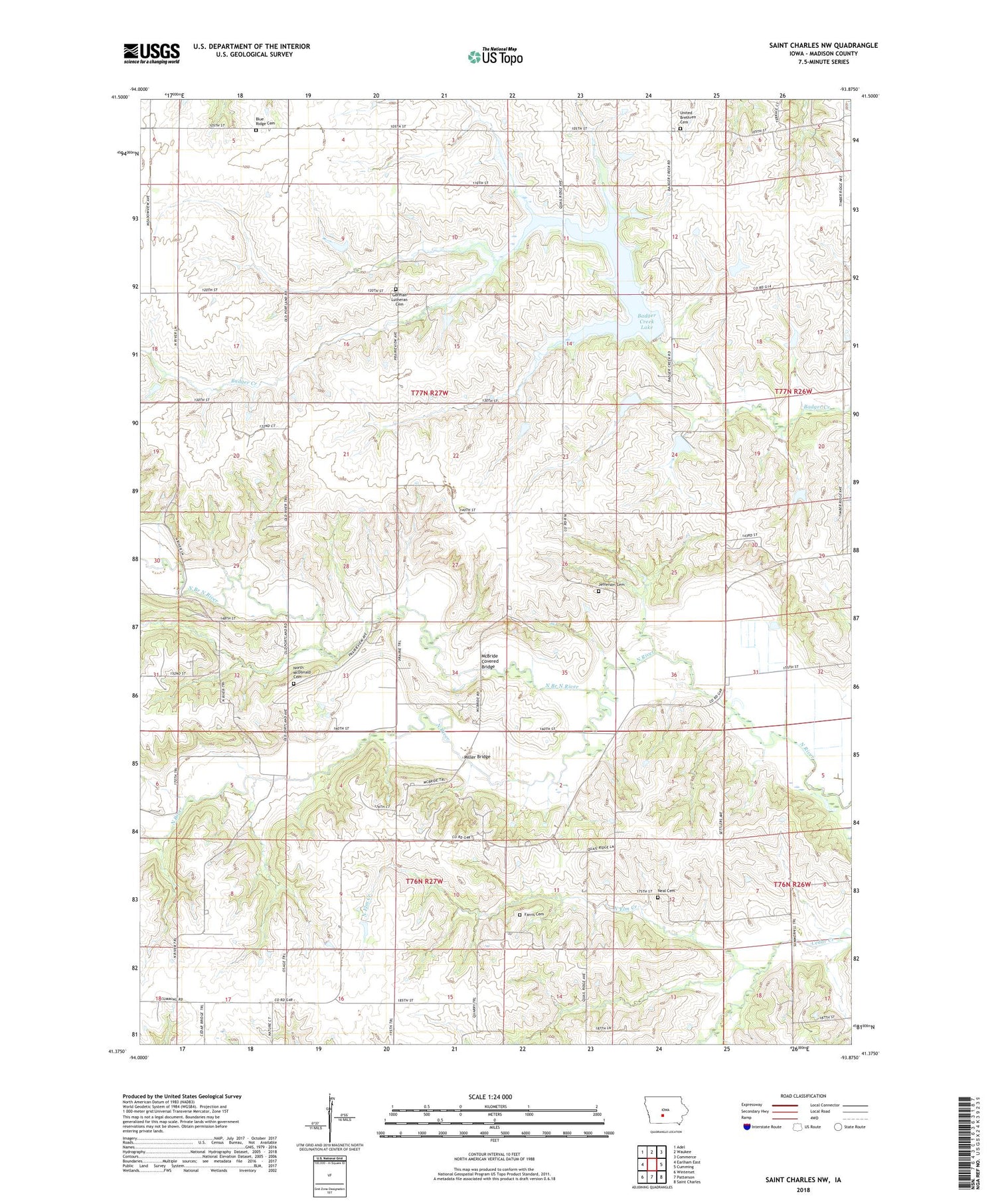 Saint Charles NW Iowa US Topo Map Image