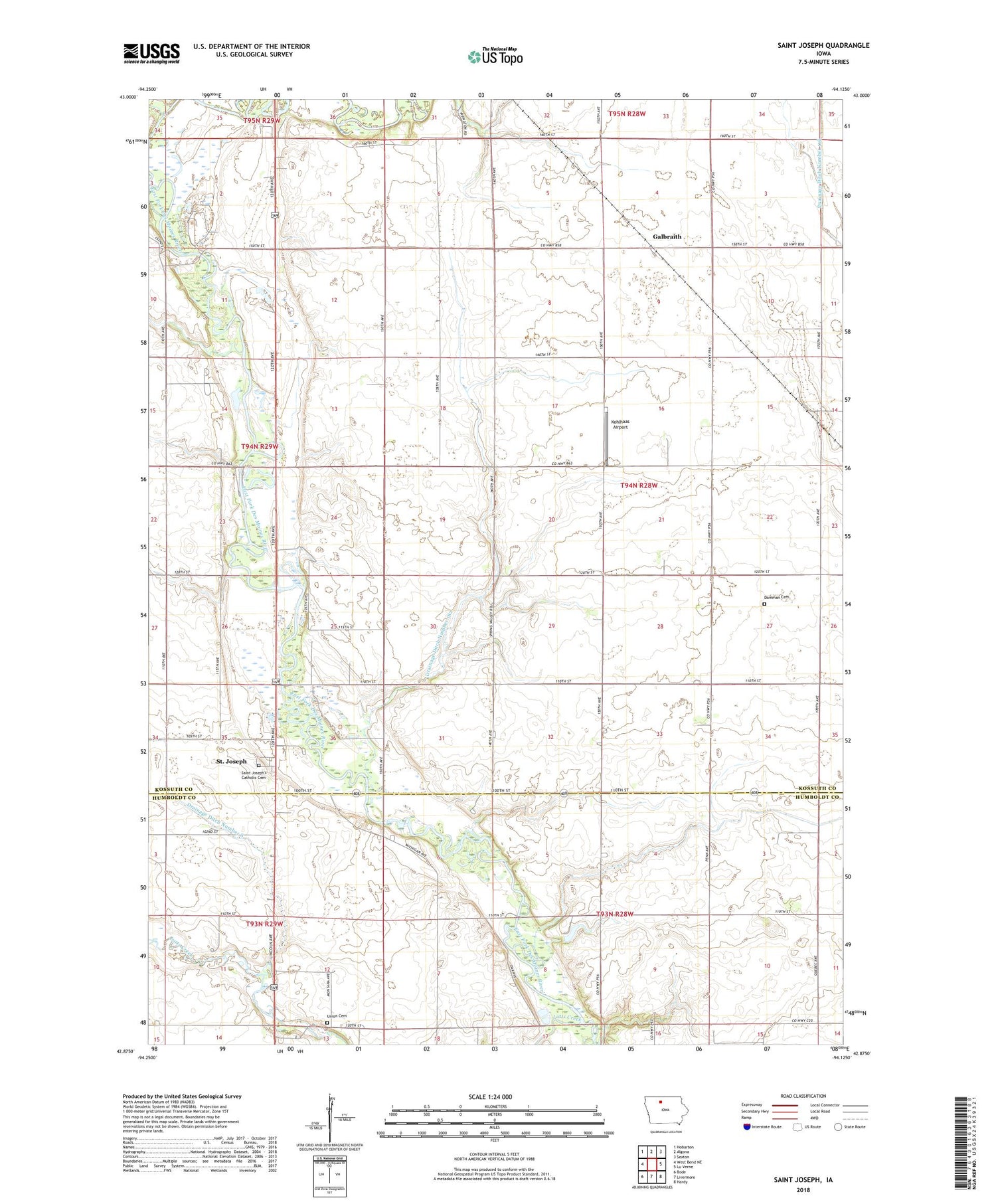Saint Joseph Iowa US Topo Map Image