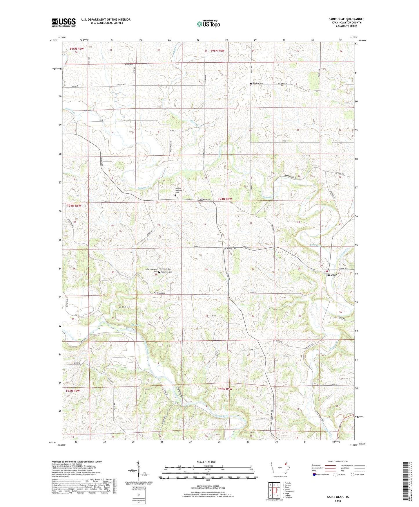 Saint Olaf Iowa US Topo Map Image
