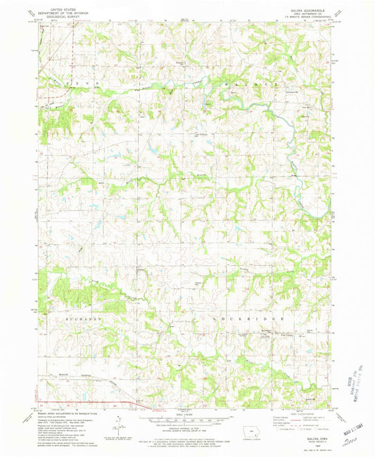 Classic USGS Salina Iowa 7.5'x7.5' Topo Map Image