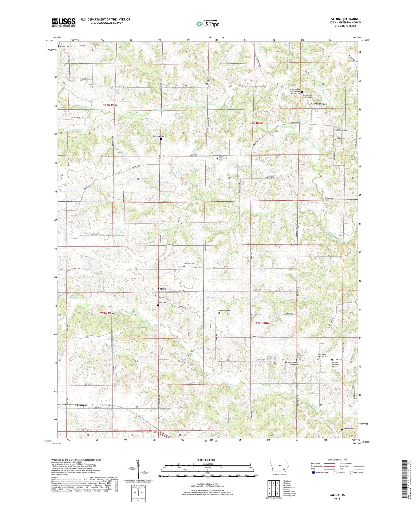 Salina Iowa US Topo Map Image