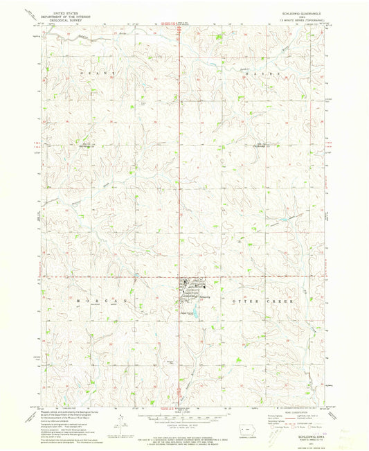 Classic USGS Schleswig Iowa 7.5'x7.5' Topo Map Image