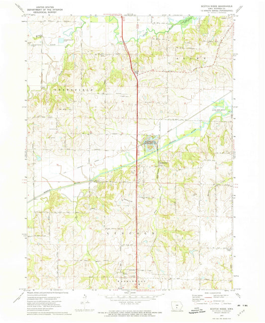 Classic USGS Scotch Ridge Iowa 7.5'x7.5' Topo Map Image
