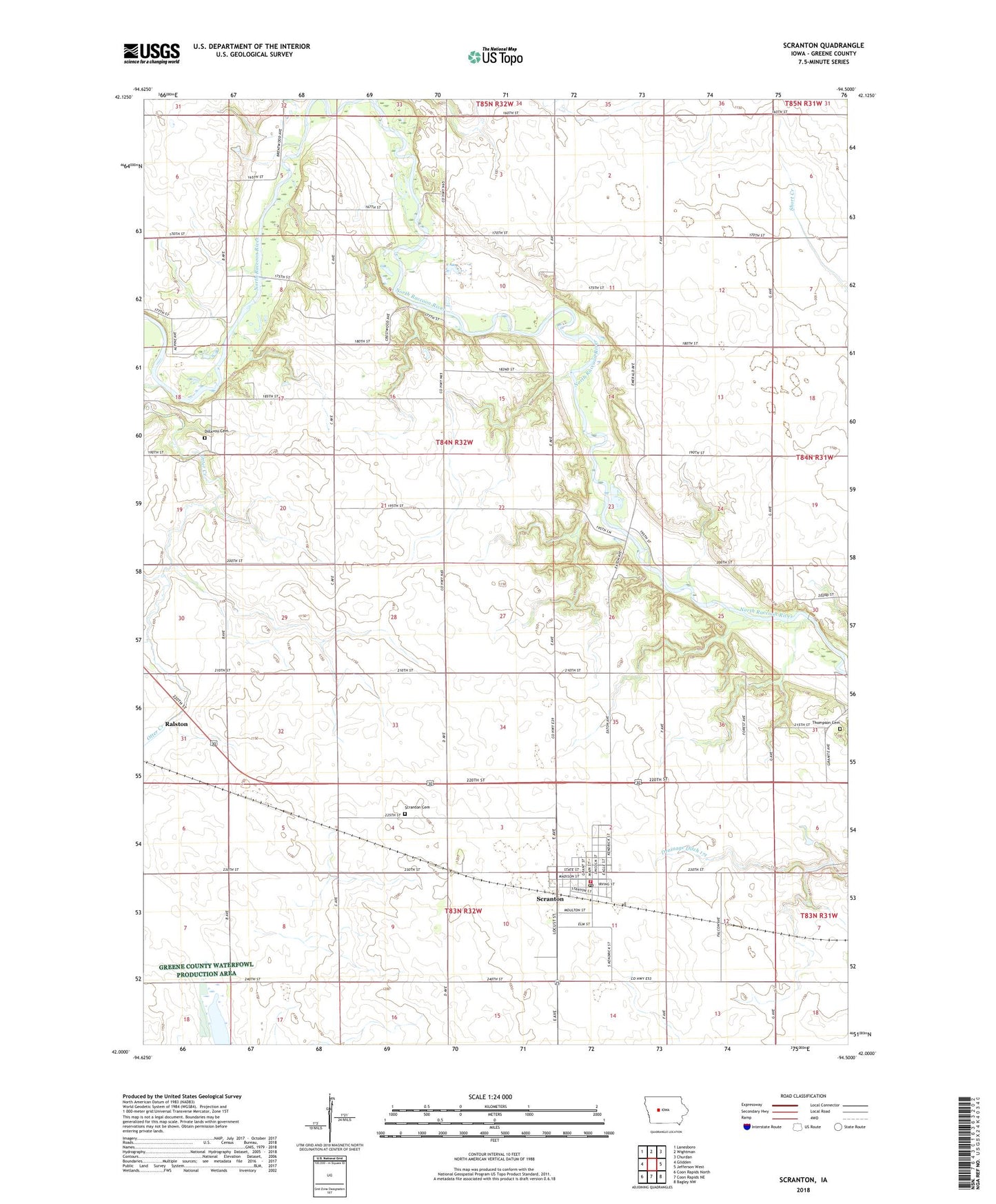 Scranton Iowa US Topo Map Image
