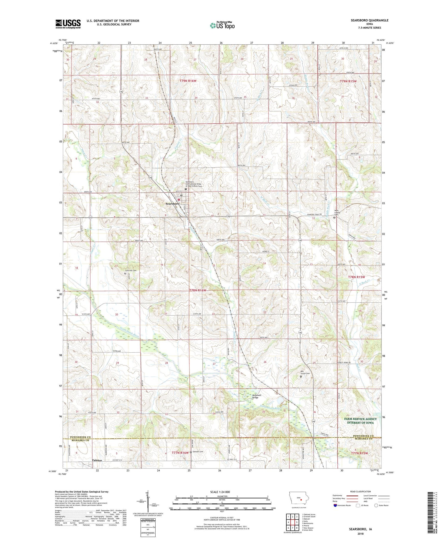 Searsboro Iowa US Topo Map Image