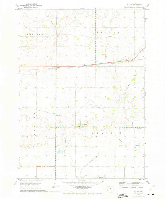 Classic USGS Sexton Iowa 7.5'x7.5' Topo Map Image