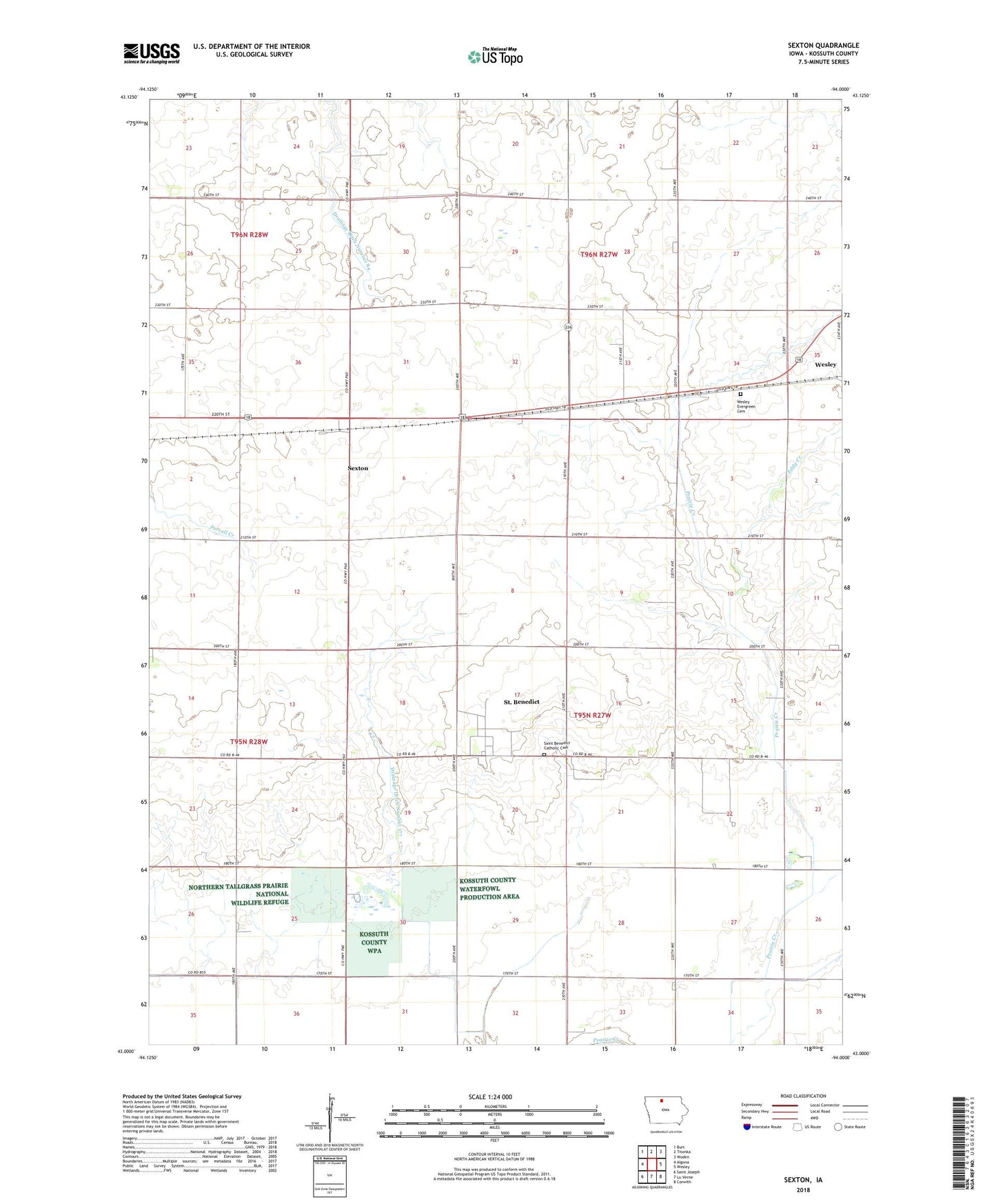 Sexton Iowa US Topo Map Image