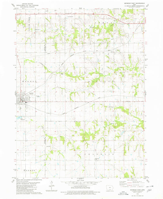 Classic USGS Seymour East Iowa 7.5'x7.5' Topo Map Image