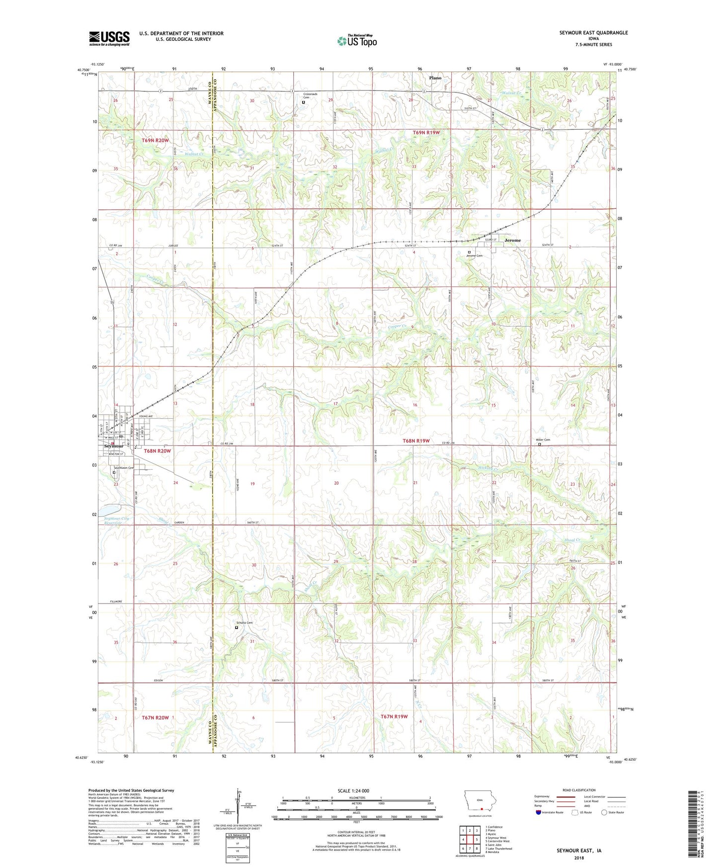 Seymour East Iowa US Topo Map Image