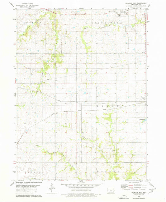 Classic USGS Seymour West Iowa 7.5'x7.5' Topo Map Image
