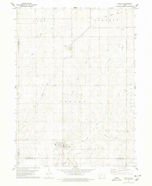 Classic USGS Shelby Iowa 7.5'x7.5' Topo Map Image