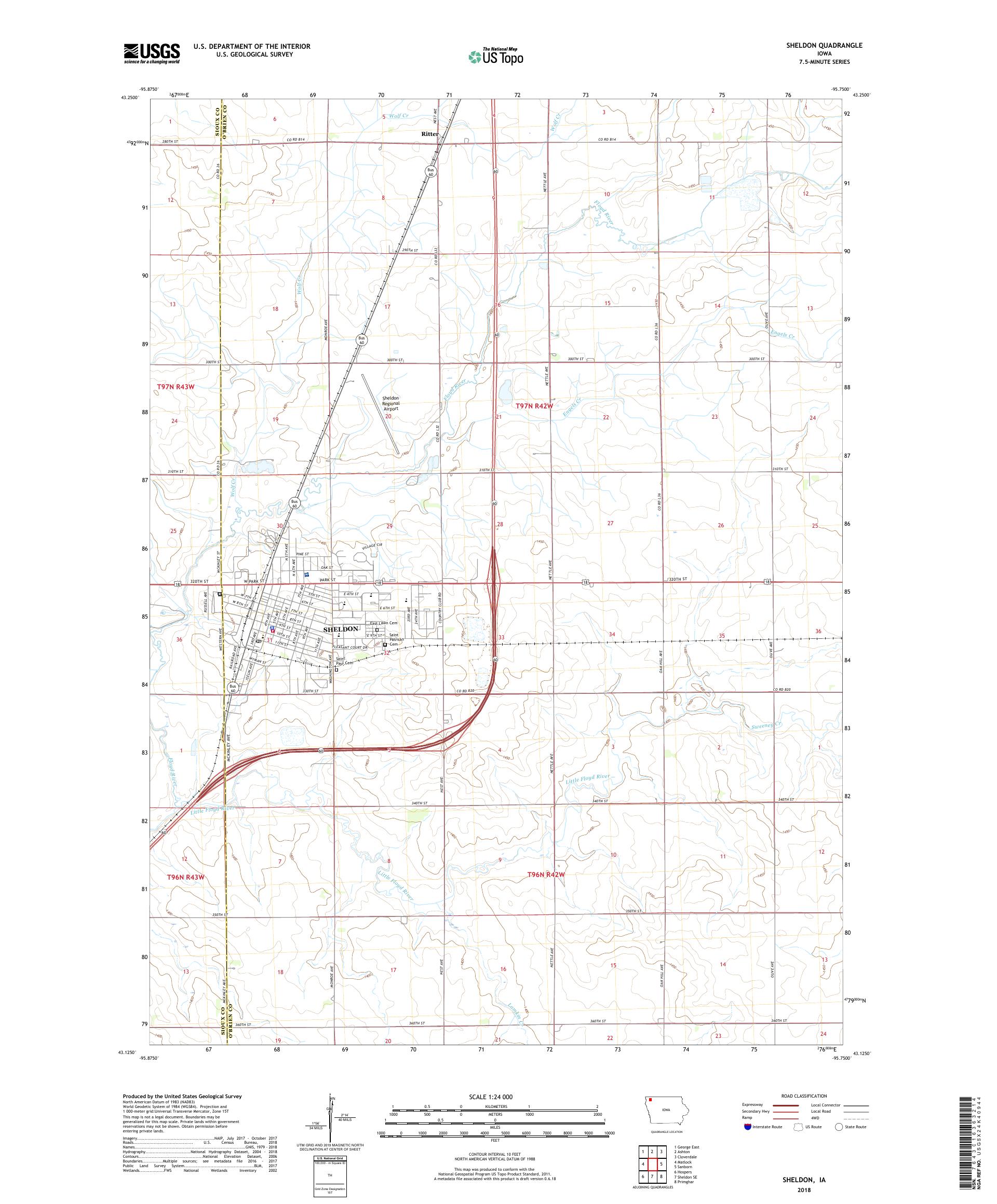 Sheldon Iowa US Topo Map – MyTopo Map Store