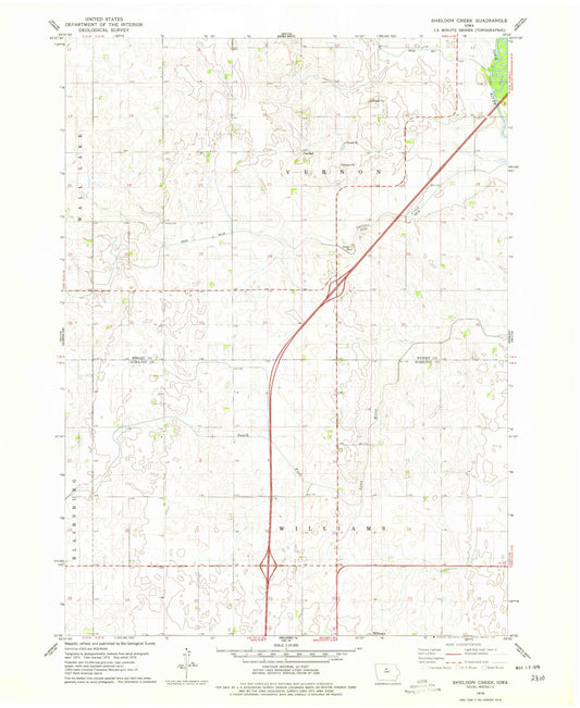 Classic USGS Sheldon Creek Iowa 7.5'x7.5' Topo Map Image