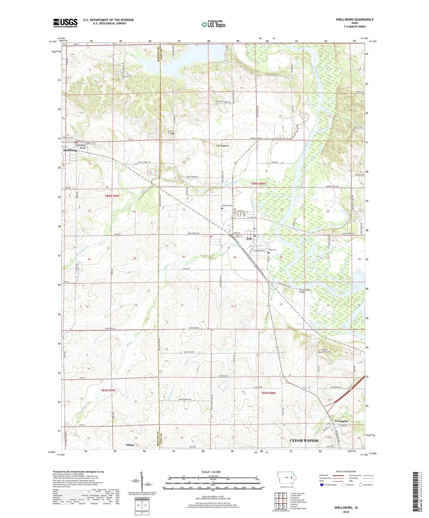Shellsburg Iowa US Topo Map Image