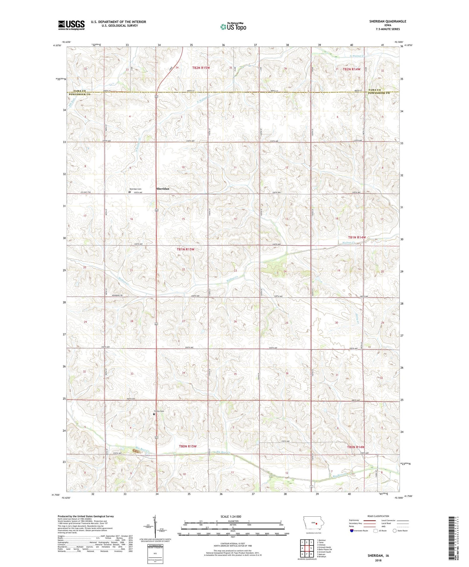 Sheridan Iowa US Topo Map Image