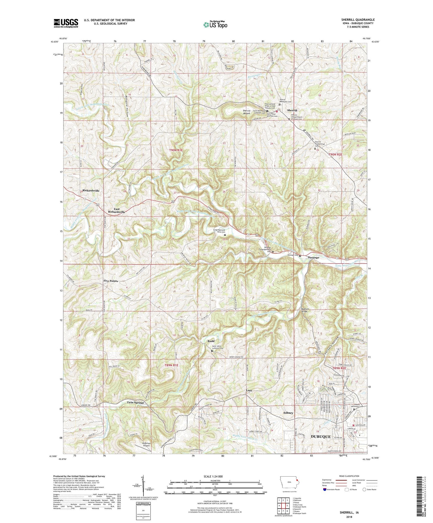 Sherrill Iowa US Topo Map Image