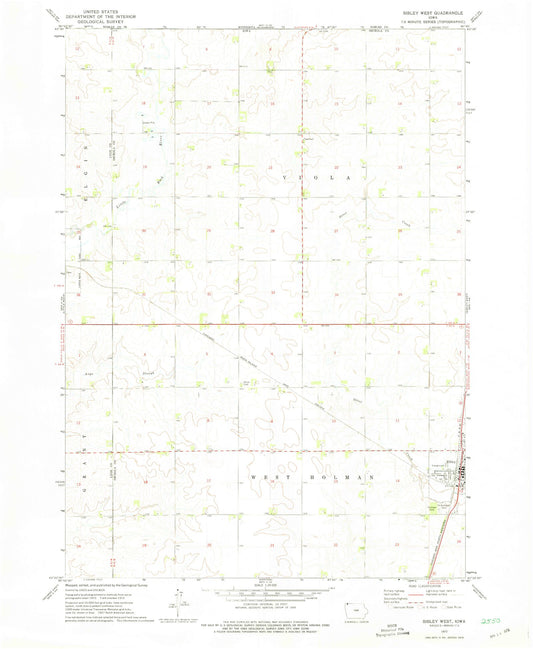 Classic USGS Sibley West Iowa 7.5'x7.5' Topo Map Image