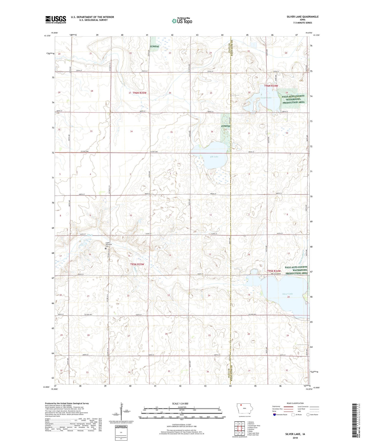 Silver Lake Iowa US Topo Map Image